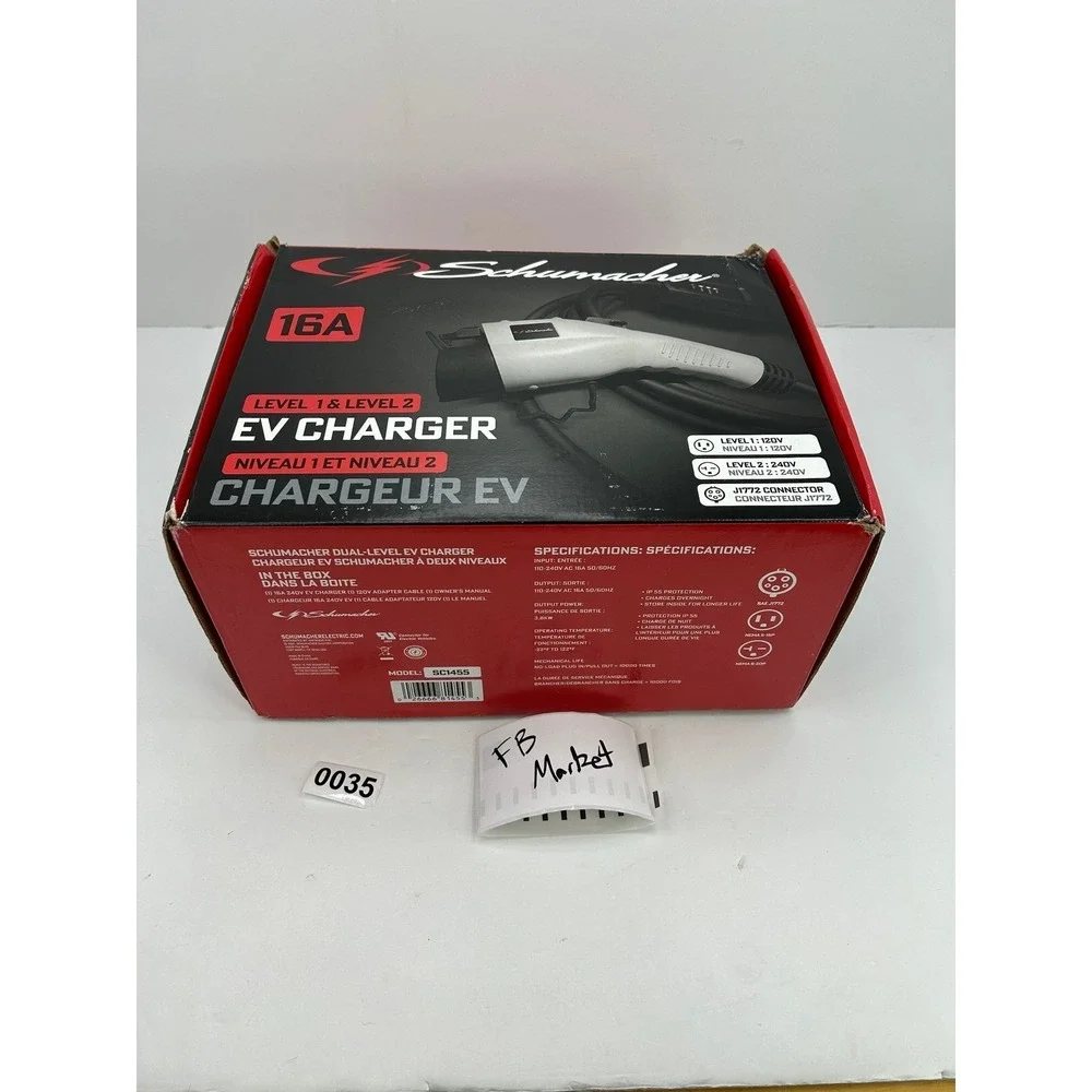 Schumacher EV‎ Charger Level 1 & 2 16A White New
